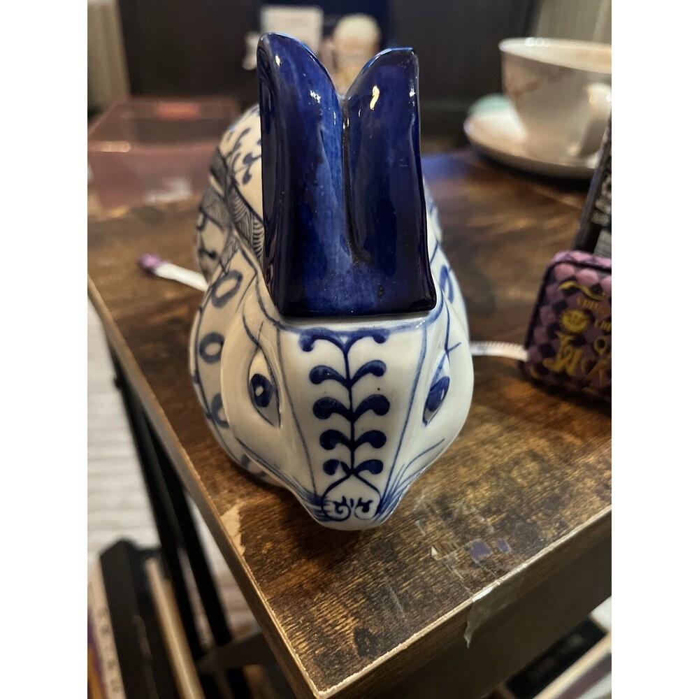 Delft Rabbit Blue And White Ceramic Trinket Box Spring Easter Grandmacore Art